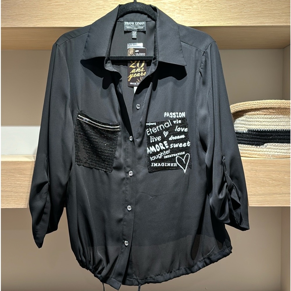 Frank Lyman NWT Black Sequin Blouse